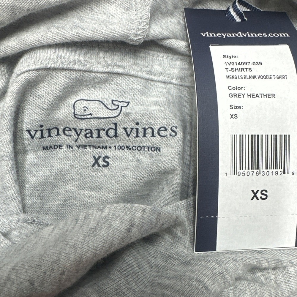 Vineyard Vines Mens XS Hoodie T-Shirt Grey Heather Patriotic Whale 1V014097-039 - Picture 2 of 6